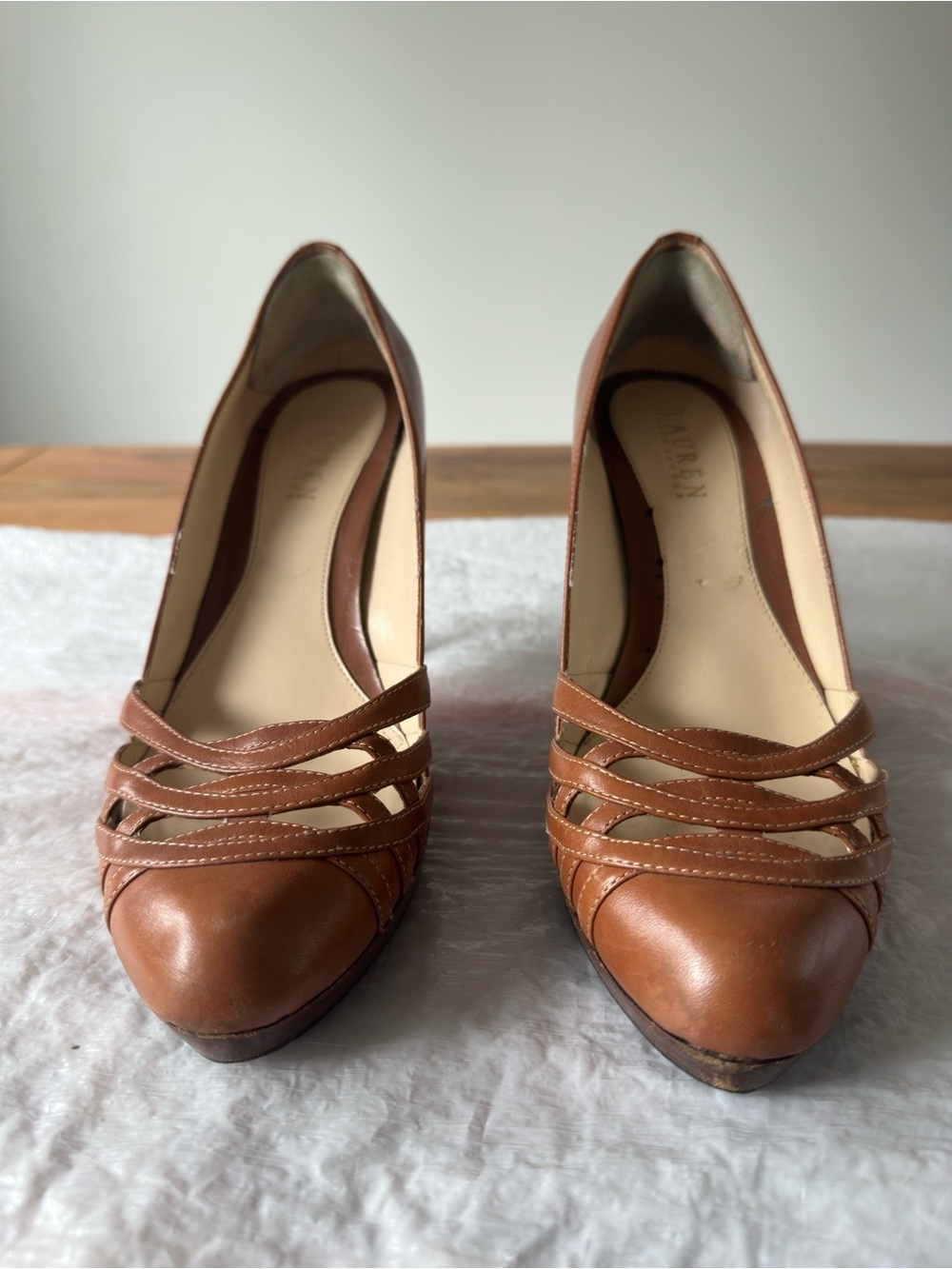Lauren Ralph Lauren Brown Leather Strappy Pumps